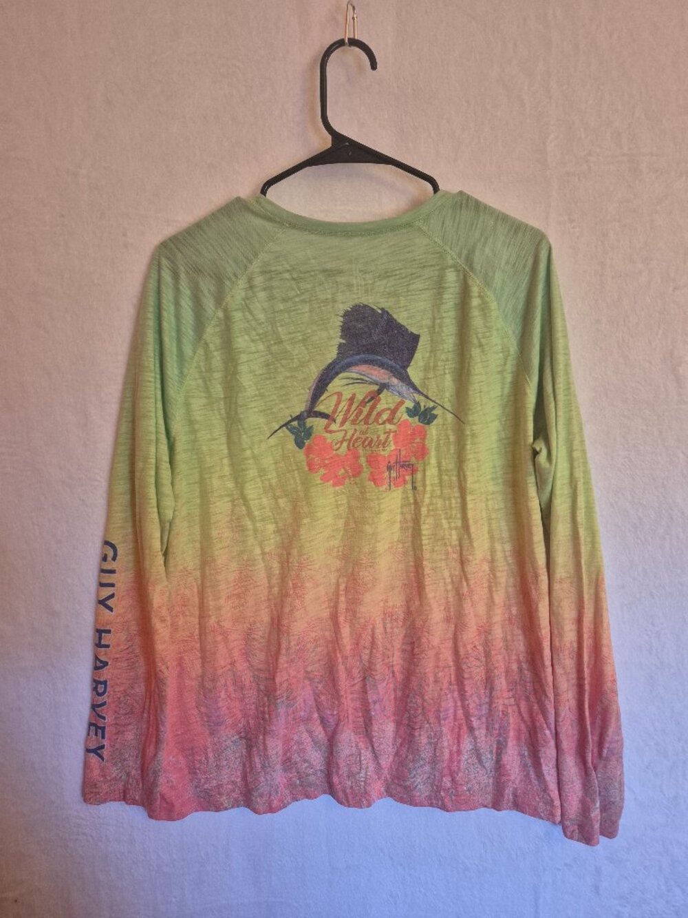 Guy Harvey XL Graphic Tee Long Sleeve Surfer Festival Resortwear Coastal Fishing